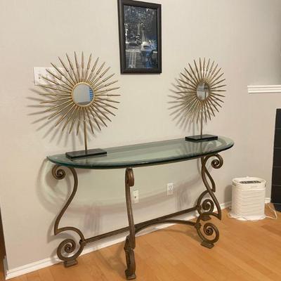 Glass & iron decorative table