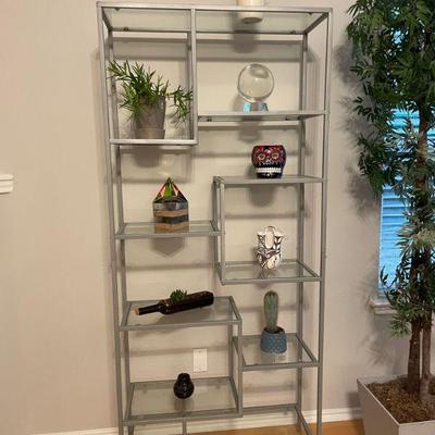 Contemporary glass/silver shelving