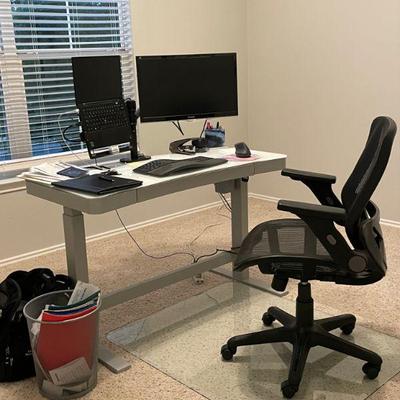 Electric Standing Desk with glass top, drawer, USB plugins