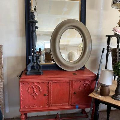 RED VINTAGE CABINET- Mirrors
