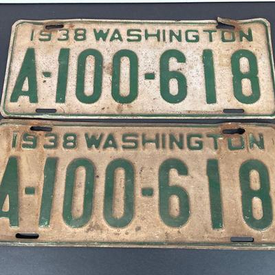 1938 Washington Lic Plates