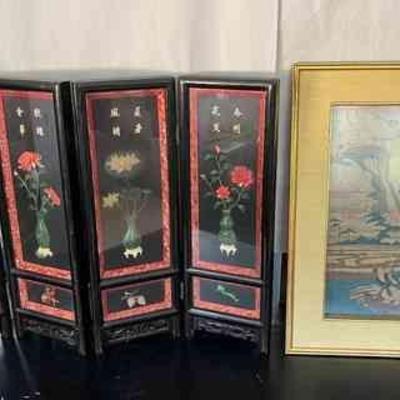 ABS296 Japanese Block Print & Chinese Lacquered Panel Art