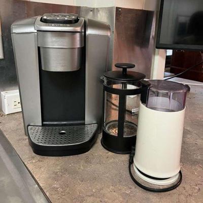 ABS002- Keurig Elite K Pod Coffee Machine, Coffee Grinder & Plunger