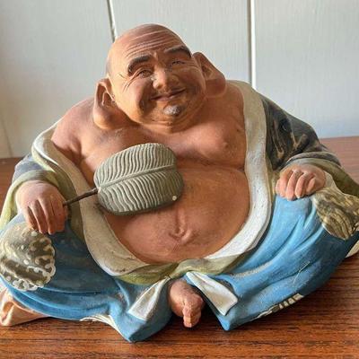 ABS072- Vintage Hotei Japanese Ceramic Statue