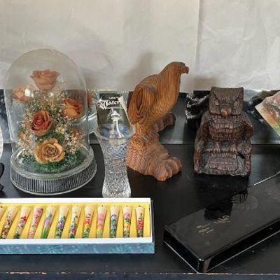 ABS238 Waterford Crystal Vase, Carved Wood Birds & More!