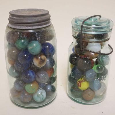 1098	MASONS & LECTRIC JARS FILLED W/MARBLES
