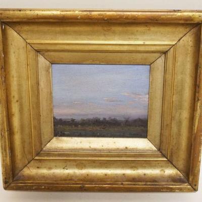 1126	OIL PAINTING ON BOARD ARTIST SIGNED EDWARD K STOEVER *AUTUMN LANSCAPE EVENING*, APPROXIMATELY 11 IN X 13 IN OVERALL
