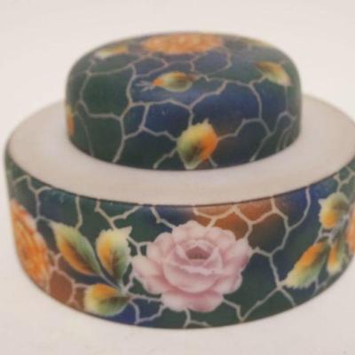 1151	2 TIER SATIN GLASS LAMP SHADE W/ROSES, APPROXIMATELY 9 IN X 5 1/4 IN HIGH
