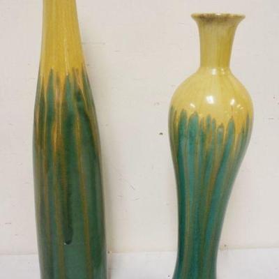 1194	MODERN POTTERY DRIP GLAZE VASES, LARGEST APPROXIMATELY 21 IN HIGH
