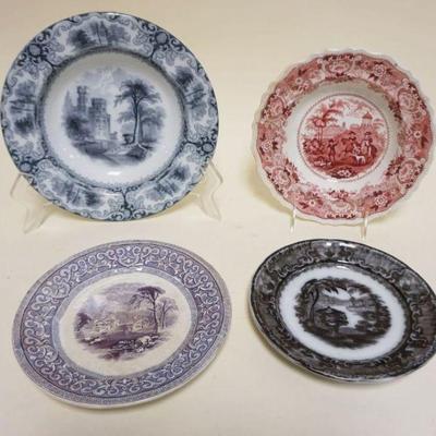 1152	GROUP OF ASSORTED ANTIQUE TRANSFERWARE PLATES & BOWLS, LARGEST PIECE APPROXIMATELY 10 1/4 IN
