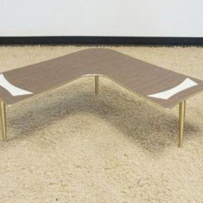 1267	FORMICA MID CENTURY MODERN BOOMERANG COFFEE TABLE, APPROXIMATELY 32 IN X 15 IN H WITH 2 TIER LAMP TABLES, EACH APPROXIMATELY 20 IN X...