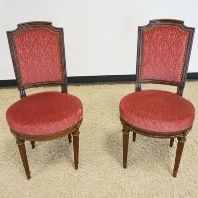 1236	PAIR OF UPHOLSTERED OCCASIONAL CHAIRS W/BRASS TACK ACCENTS & MOUNTS

