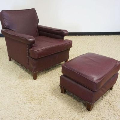 1221A	MAROON LEATHER ARM CHAIR WITH LEATHER FOOT STOOL
