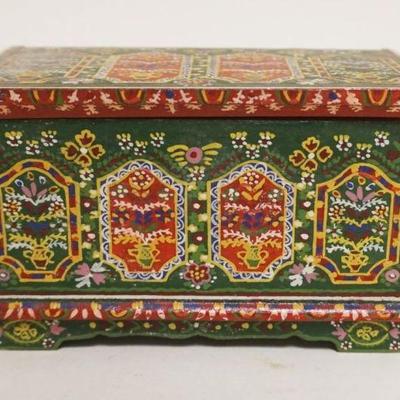 1114	MINIATURE HAND PAINTED BLANKET CHEST, APPROXIMATELY 6 1/2 IN X 4 IN X 4 IN HIGH
