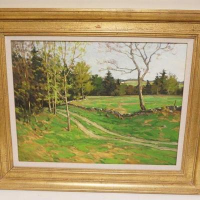 1135	OIL PAINTING ON CANVAS, LANDSCAPE, ARTIST SIGNED MICHAEL B KARNS, APPROXIMATELY 33 IN X 27 IN OVERALL
