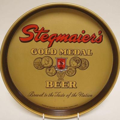 1082	ANTIQUE BEER TRAY, STEGMAIER'S BEER WILKES-BARRE PENNSYLVANIA, APPROXIMATELY 12 IN
