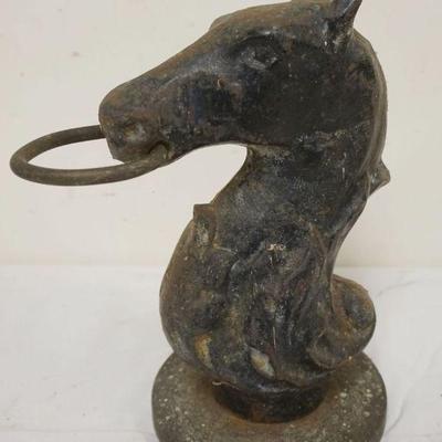 1048	ANTIQUE SOLID CAST IRON HORSE HITCHING WEIGHT, APPROXIMATELY 12 IN HIGH
