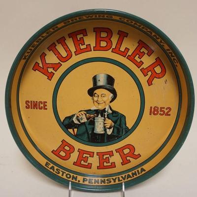 1081	ANTIQUE BEER TRAY, KUEBLER'S BEER & ALE EASTON PA, APPROXIMATELY 12 IN
