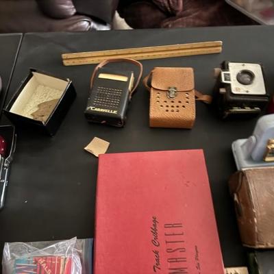 Antique transistors, cameras, engineering tools.