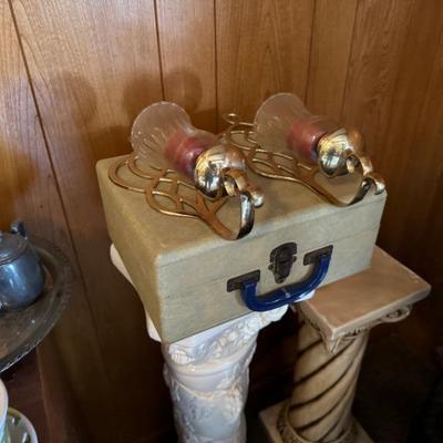 Wall candle sconces. and vintage children's record player