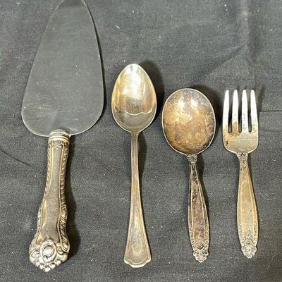 Misc. Sterling Pieces * Cake Server Handle Only * Child’s Sterling Fork & Spoon
