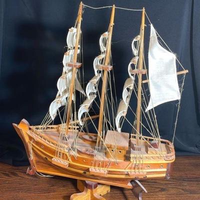 Large Wooden Masted Ship Replica
