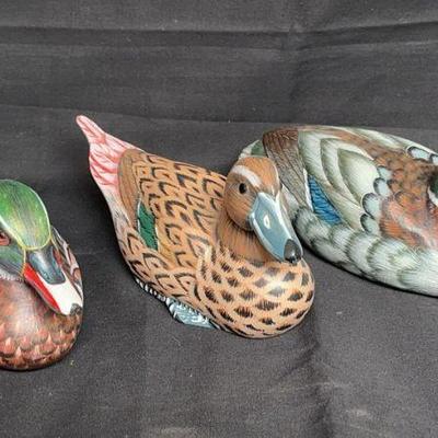 3 Collectible Wooden Ducks
