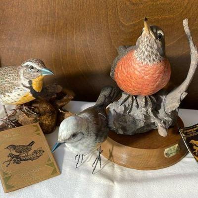 Gorgeous Wood Art Birds By Hai Feng * One Missing Base And Tag
