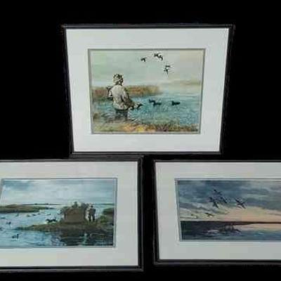 3 Framed Duck Hunting Themed Prints
