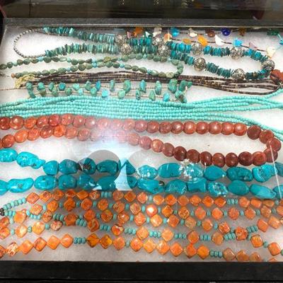 Turquoise & Coral necklaces