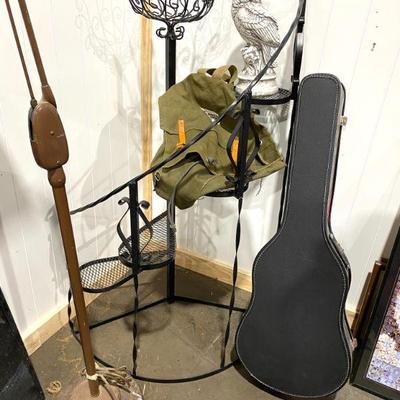 MCM wrought iron stair plant holder, guitar