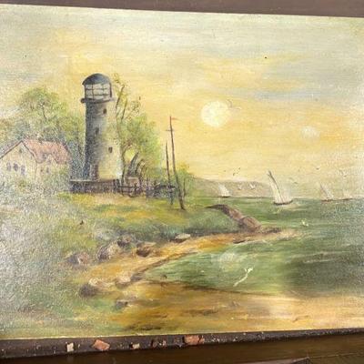 antique oil painting-signed on back