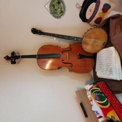 Antique Cello (Including bow) and Banjo
