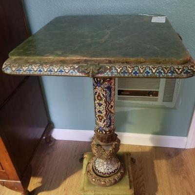 French Champleve onyx topped table