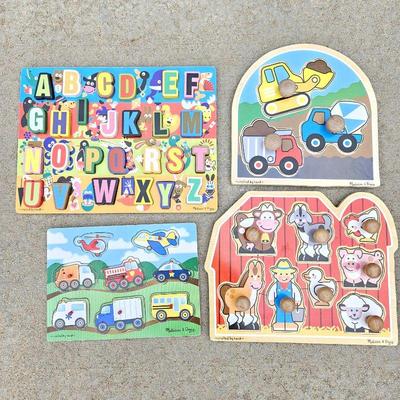 Set of Four Wooden Child Puzzles by Melissa & Doug - All Pieces Included