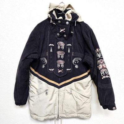  Women's BOGNER Ski Coat in Black & Beige - Size 10 - W/ Detachable Hood 