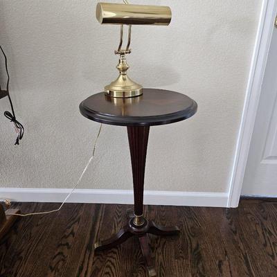  Round Top Occasional Table w/ Brass Tipped Legs From Bombay Company Plus Solid Brass Tilting Desk Lamp