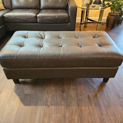 Brown Faux Leather Ottoman (Matches Sofa in Lot #1) 51