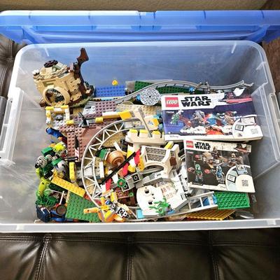 Large Tub Filled with Star War Lego Plus Two Instruction Books