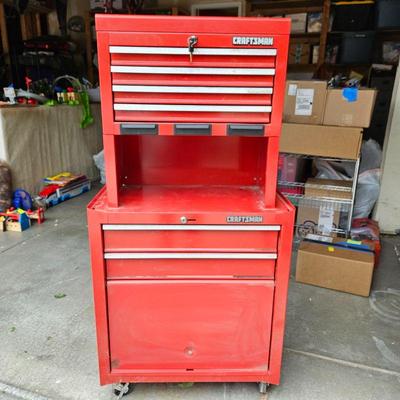 Sears Craftsman Rolling Tool Chest w/ Key to Lock Top & Bottom - 27"W x 14"D x 53"T