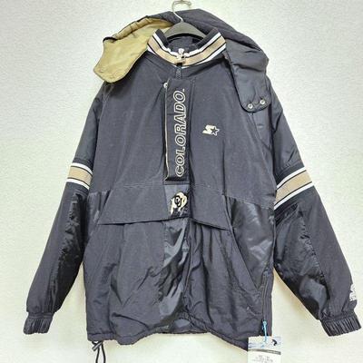 Men's CU Buffs Ski Jacket Pullover Coat w/ Detachable Hood - Black & Gold - Size Large - University Of Colorado.