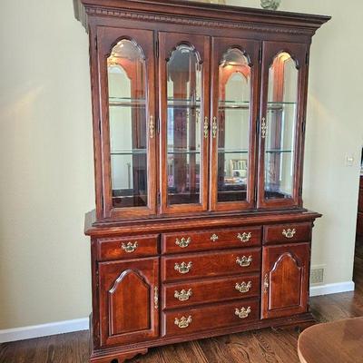 Traditional Style China Cabinet Hutch by Sumter Cabinet Co. in SC. w/ Top Lighting - Top is Separate Piece
