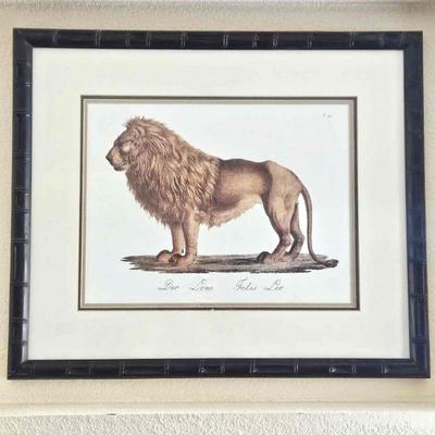 Exotic Wall Art Shows Majestic Lion in a Bamboo-Look Black Frame 27