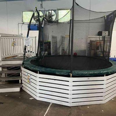 SAB011-Trampoline With Wood Stairs/ Base Structure