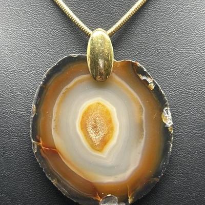 Goldtone Geode 24in Necklace