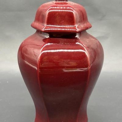 Royal Haeger Red Ceramic Lidded Urn