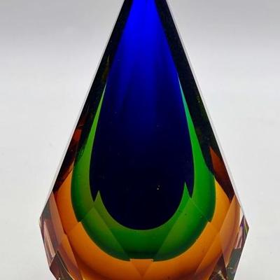 Murano-Style Diamond Faceted Large Paperweight