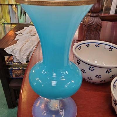 Murano Blue Opaline Vase 
