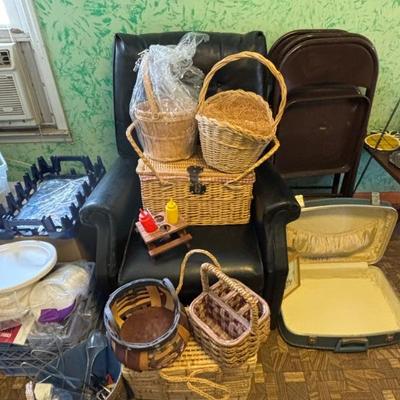 Baskets and a recliner 