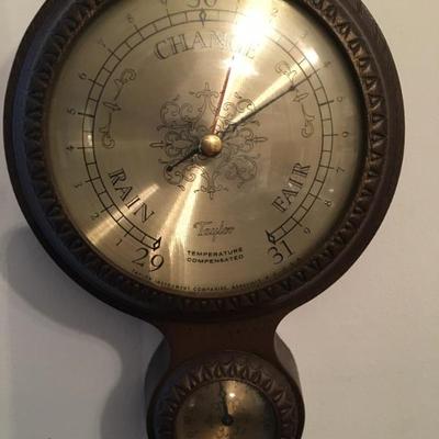 Vintage barometer & thermometer, made by Taylor
